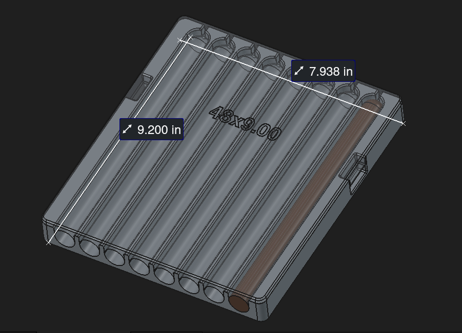 CAD design of a 48 ring gauge, 9 inch cigar mold